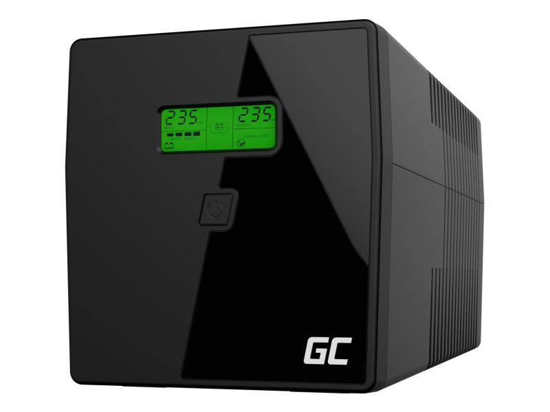 Green Cell UPS (1000VA/600W, 2xIEC, 2x Schuko, AVR, LCD)